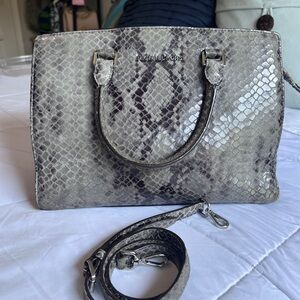 Michael Kors Gray Snakeskin Satchel